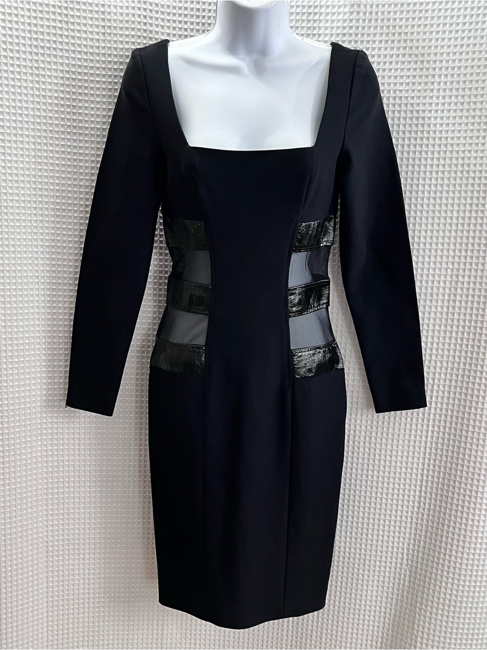 JIKI Monte Carlo creations silk Square-Neck Long-Sleeve Dress (see measurements)
